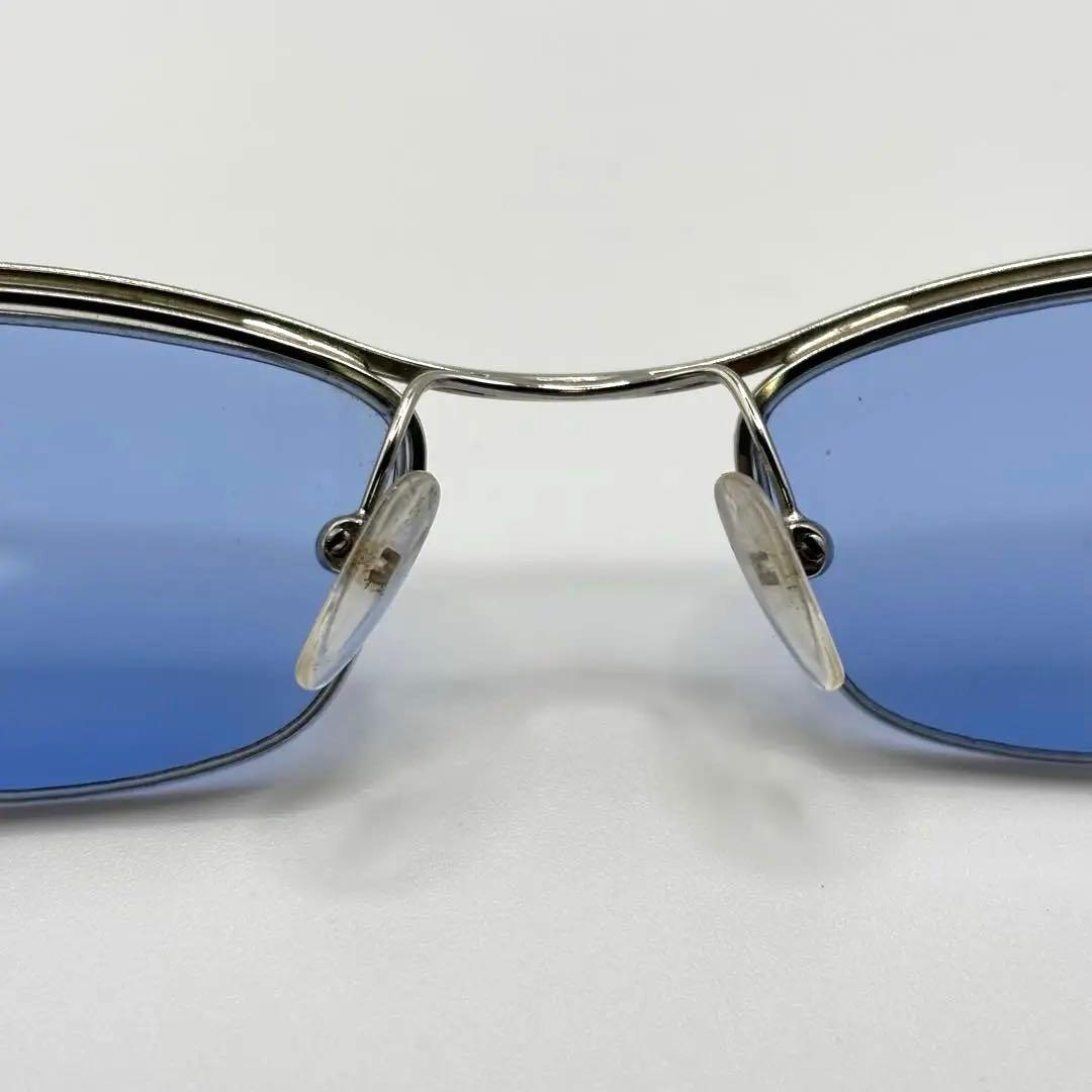 GUCCI グッチ ハーフリム サングラス シルバー レンズ ブルー