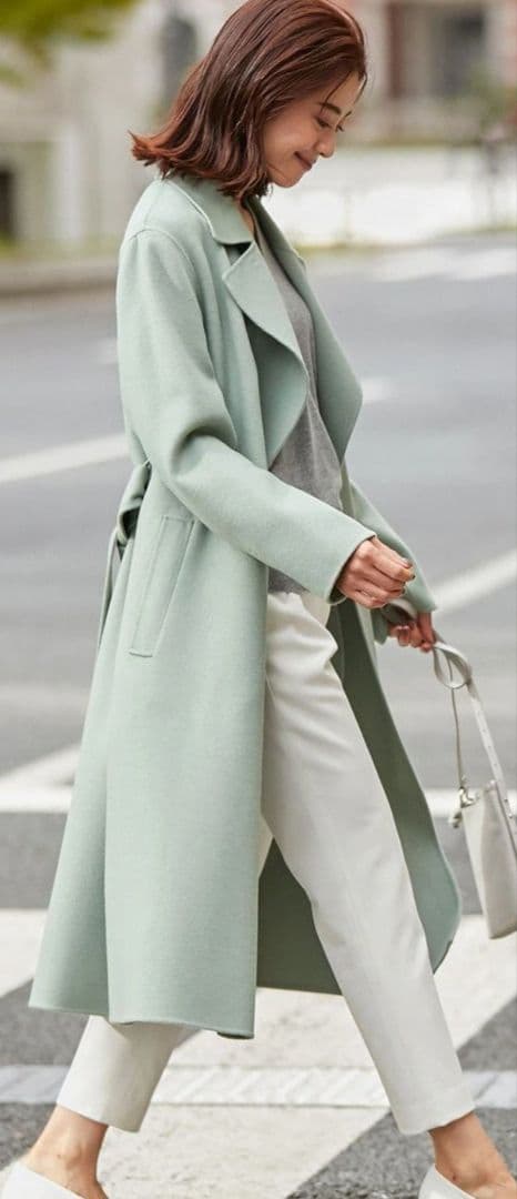 iCB カシミヤ ウールリバー ベルテッドコート 大きめサイズ