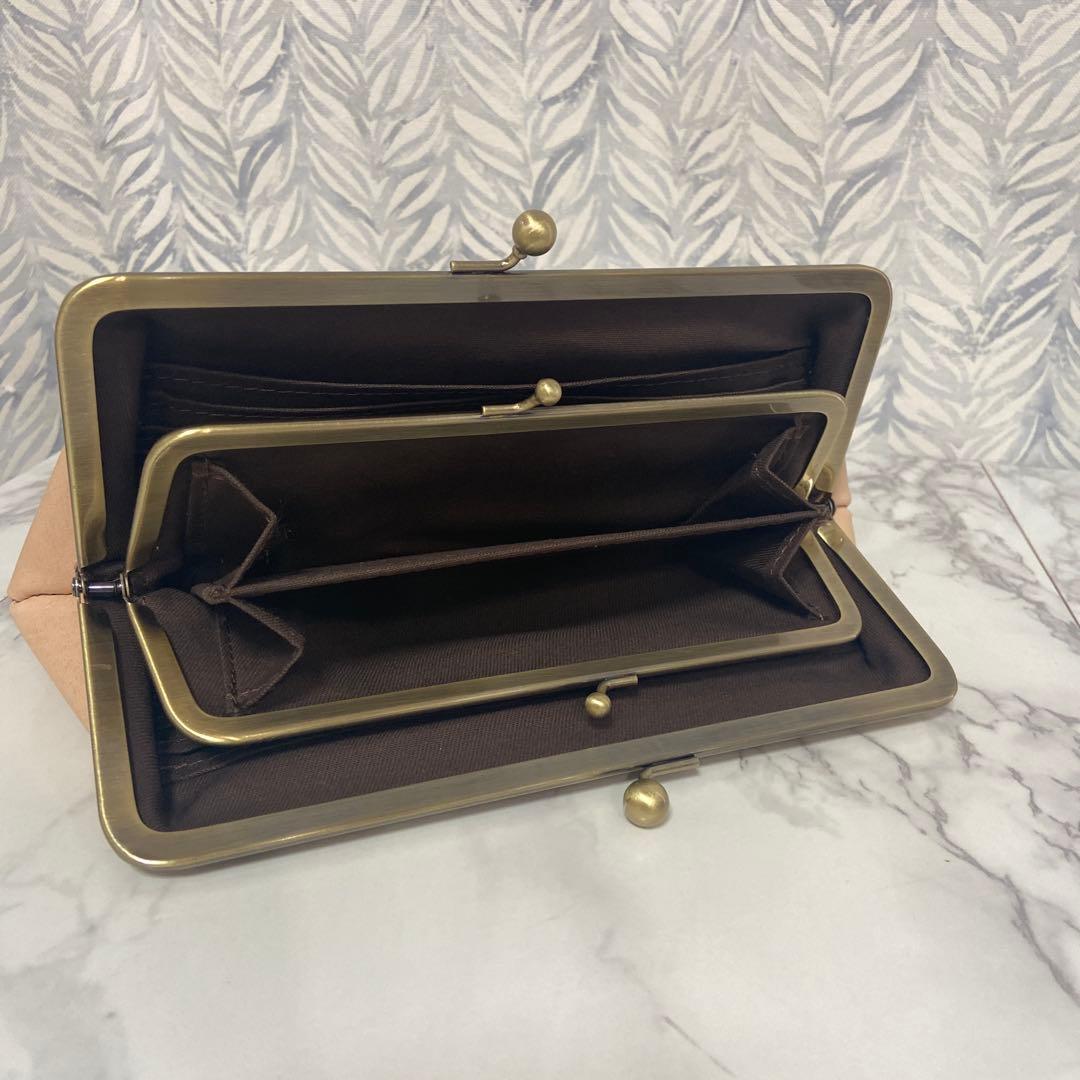 HIROちゃんハンドメイド　牛ヌメ革親子がま口長財布