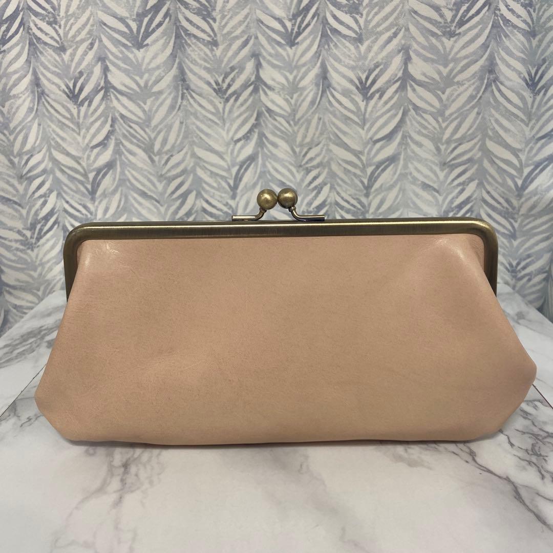 HIROちゃんハンドメイド　牛ヌメ革親子がま口長財布