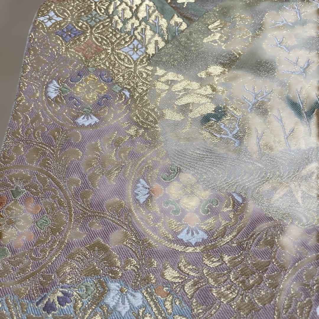 【服部織物 袋帯 正絹 礼装用 金彩山水文様】