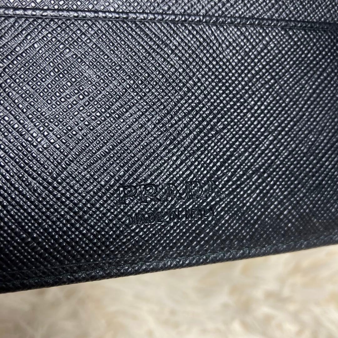 極美品 プラダ サフィアーノ マネークリップ レザーブラック