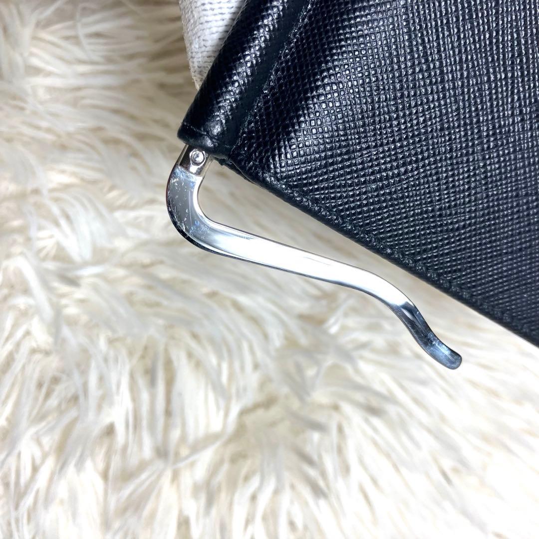 極美品 プラダ サフィアーノ マネークリップ レザーブラック