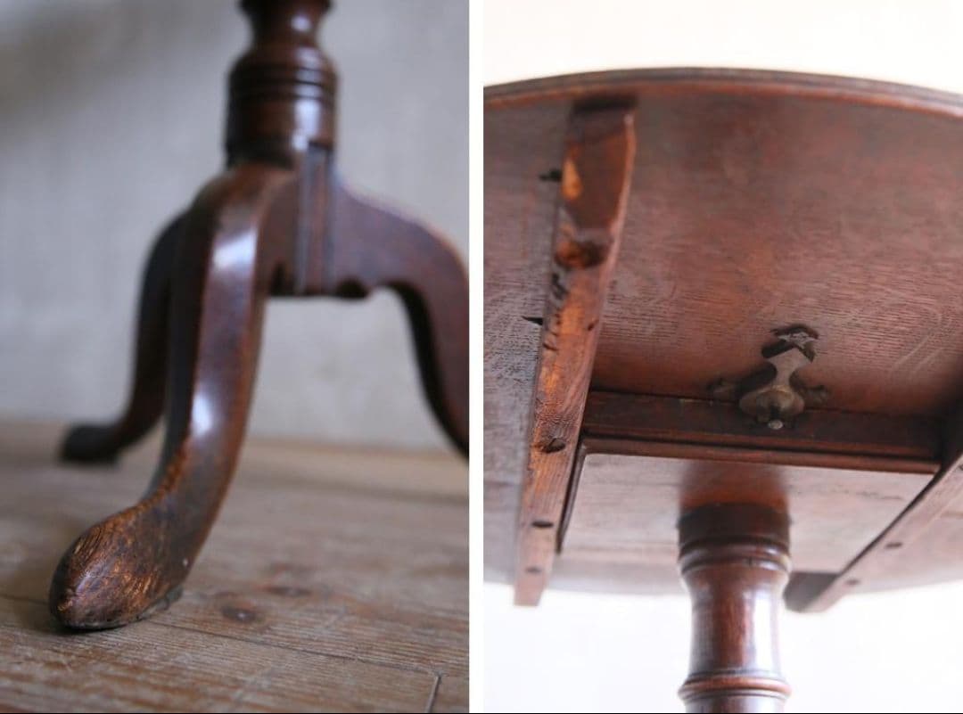 Ktat 英国アンティーク木製チルトトップテーブル/折畳式机サイドテーブル