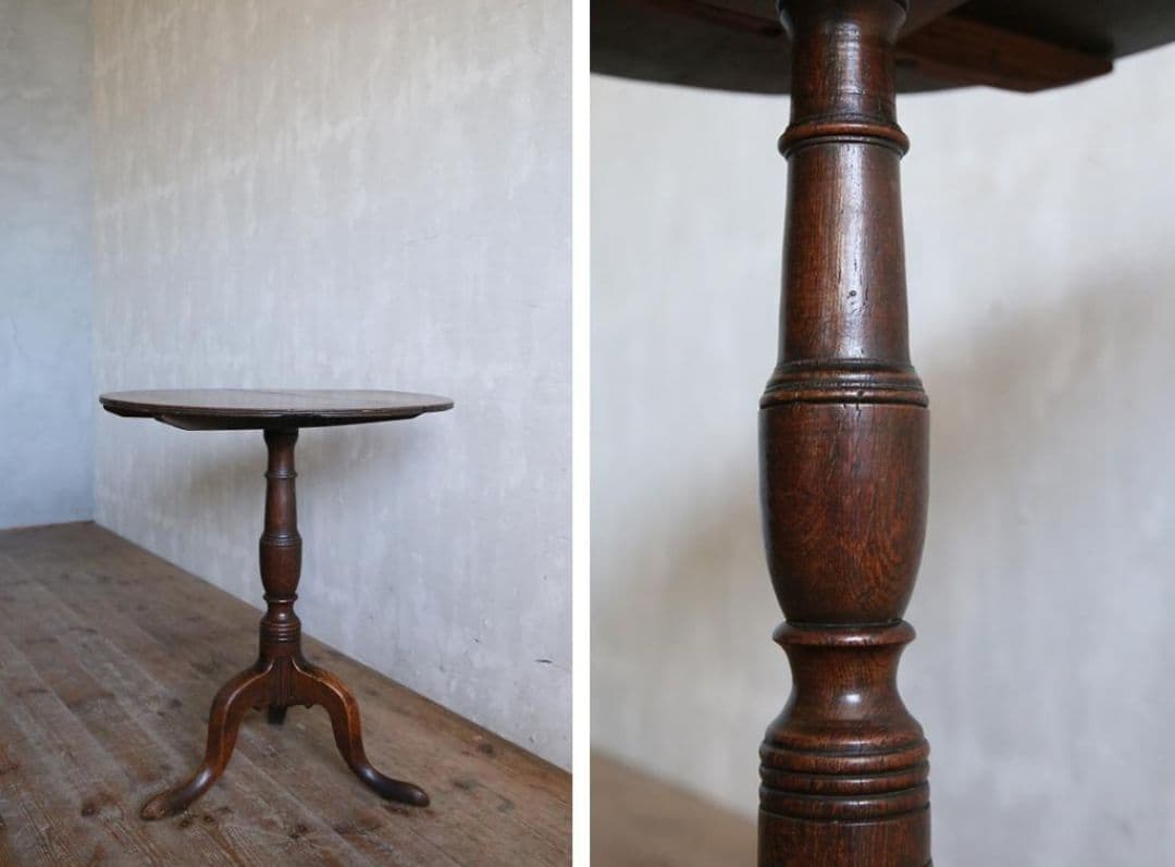 Ktat 英国アンティーク木製チルトトップテーブル/折畳式机サイドテーブル