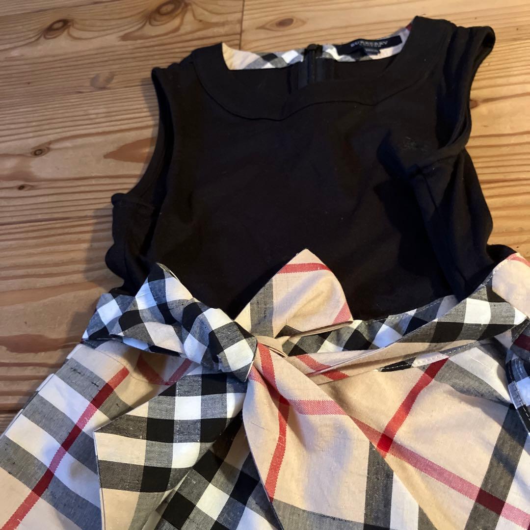 バーバリーワンピース バーバリーロンドン ベージュ リボン ワンピース 美品