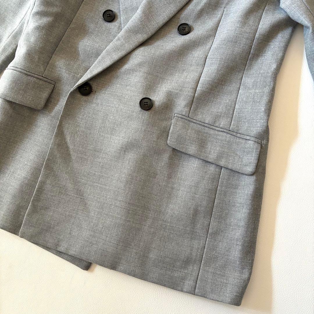 【状態良好】アンクレイヴ　ウール混ダブルテーラードジャケット　グレー