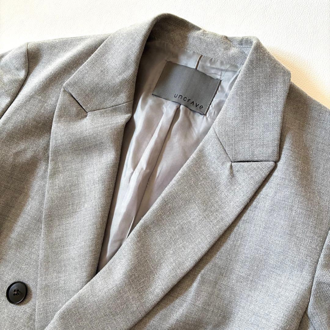【状態良好】アンクレイヴ　ウール混ダブルテーラードジャケット　グレー