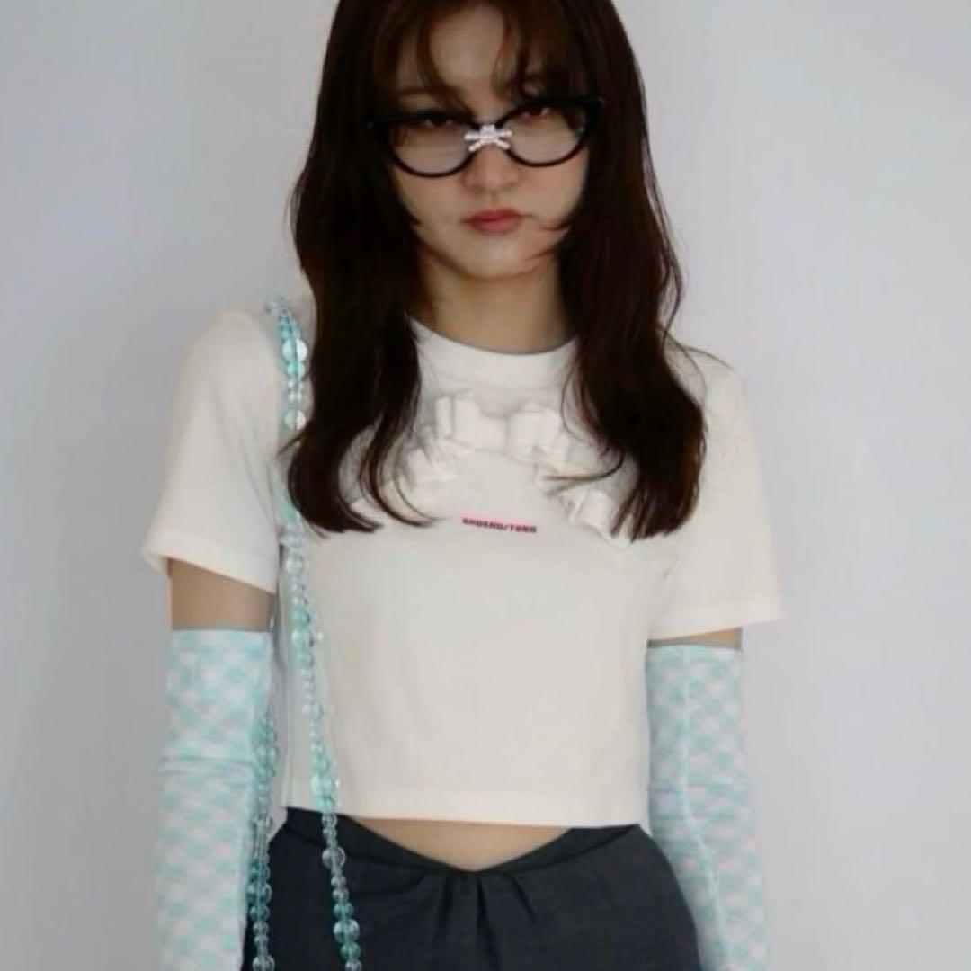 トップス SHUSHU/TONG 3D ribbon short T-shirt