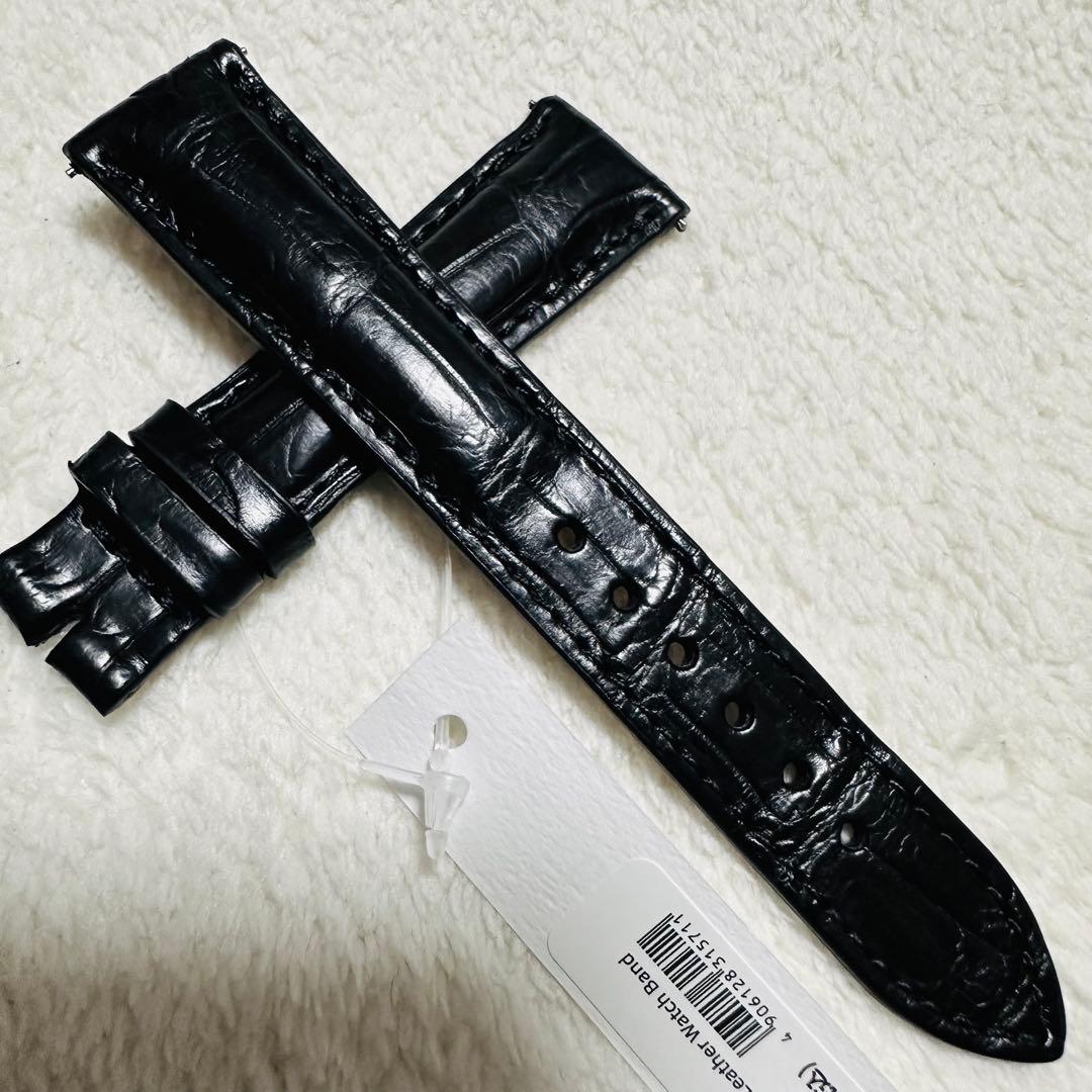 2003#19mm-16mmブラック★スイス製★本物クロコダイル腕時計用ベルト