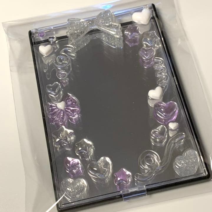 L判写真が入る フォトミラー デコ トレカケース 硬質ケース レジン