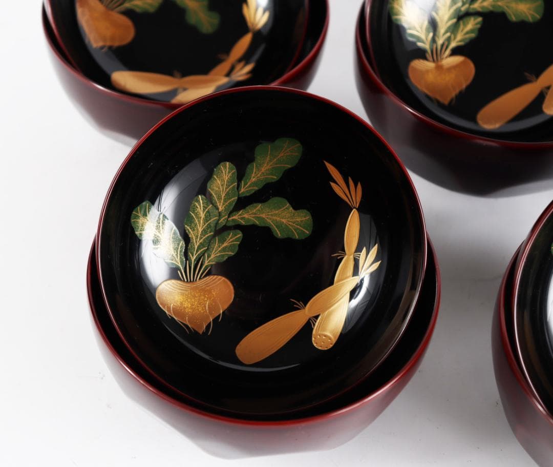 輪島塗 坂口孝太郎謹製 煮物椀 五客 蒔絵　共箱