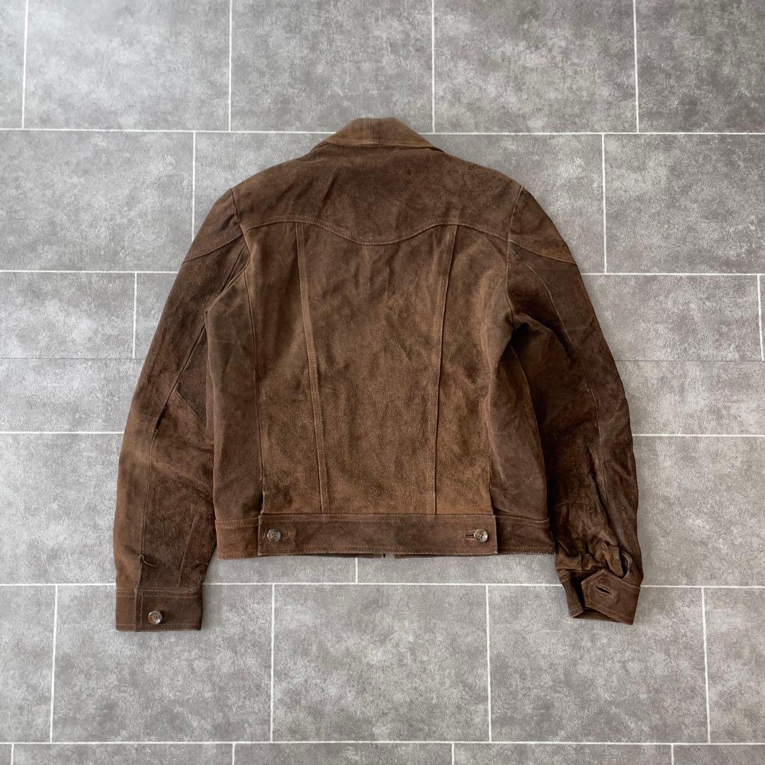 euro vintage 本革 スウェードレザージャケット 短丈 ブラウン