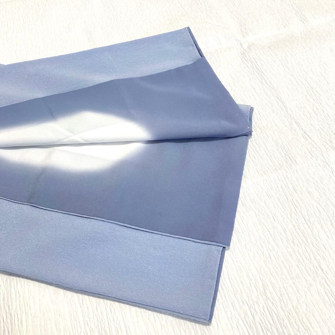 【良品✨】東レシルック　洗える着物　色無地　水色　紋付　縮緬　手縫い仕立て　O2