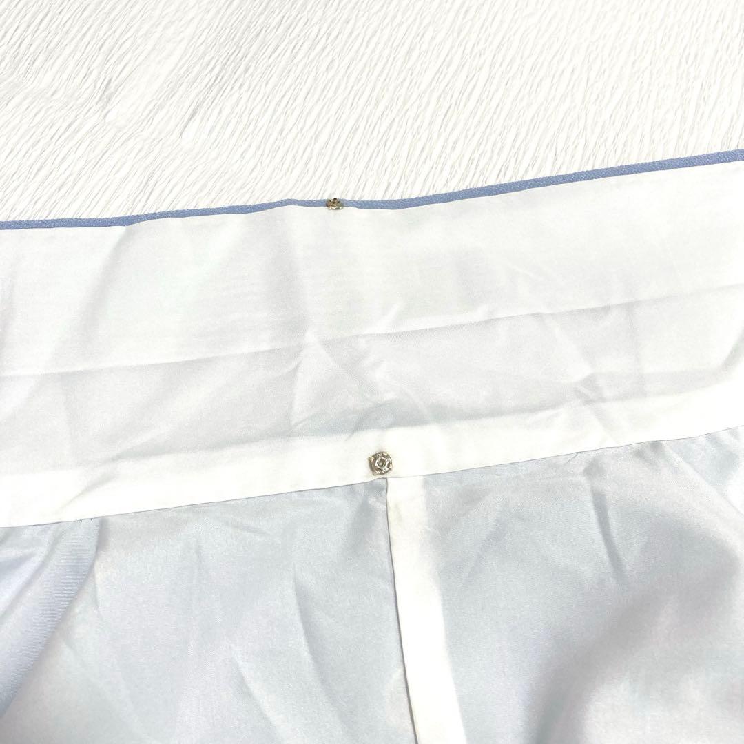 【良品✨】東レシルック　洗える着物　色無地　水色　紋付　縮緬　手縫い仕立て　O2