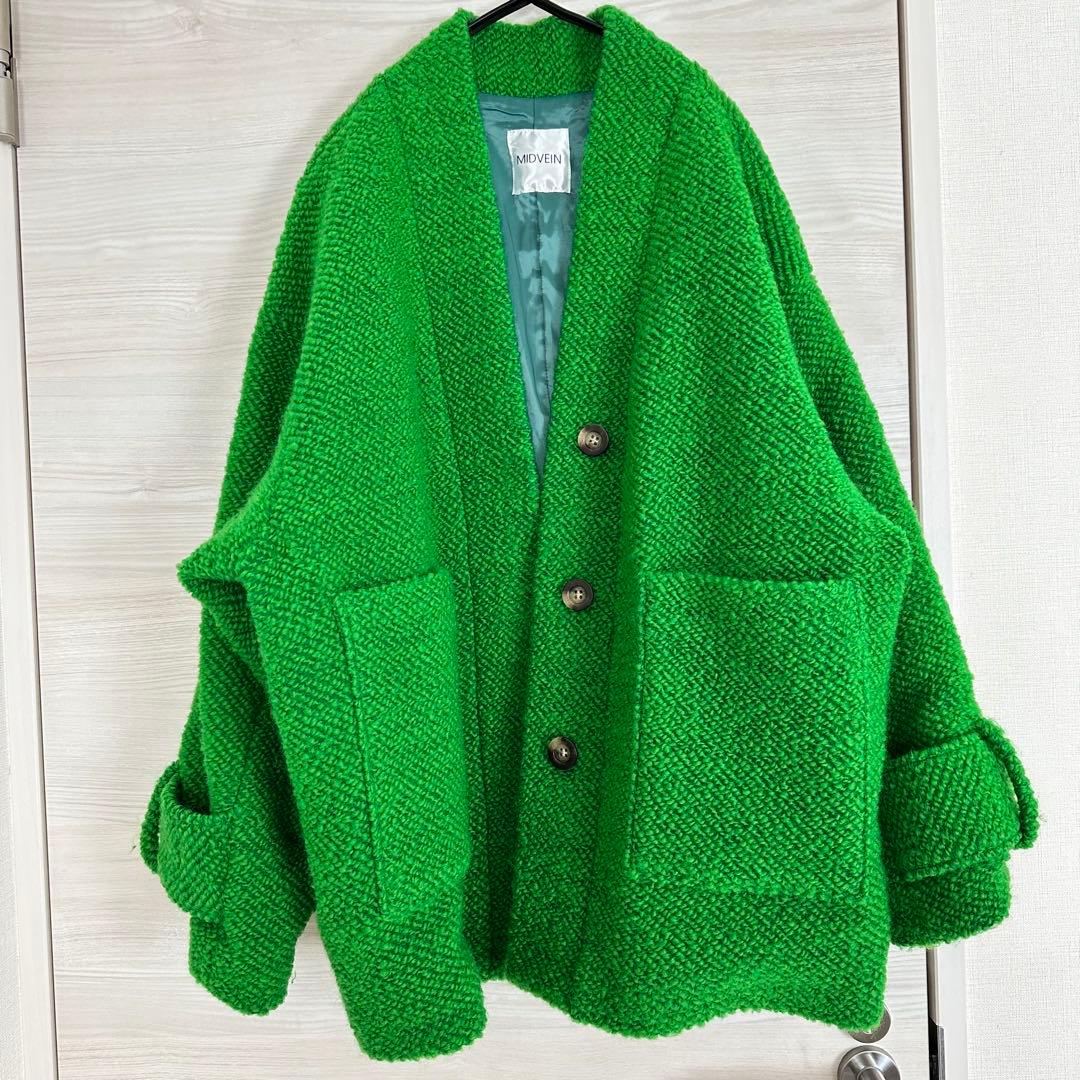 【MIDVEIN】ミッドヴェイン オーバーサイズ ミドルコート グリーン M