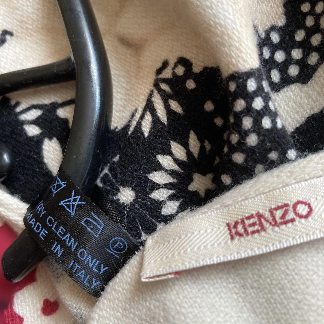 MADE IN ITALY KENZO 使える超ロング花柄マフラー フリンジ付き