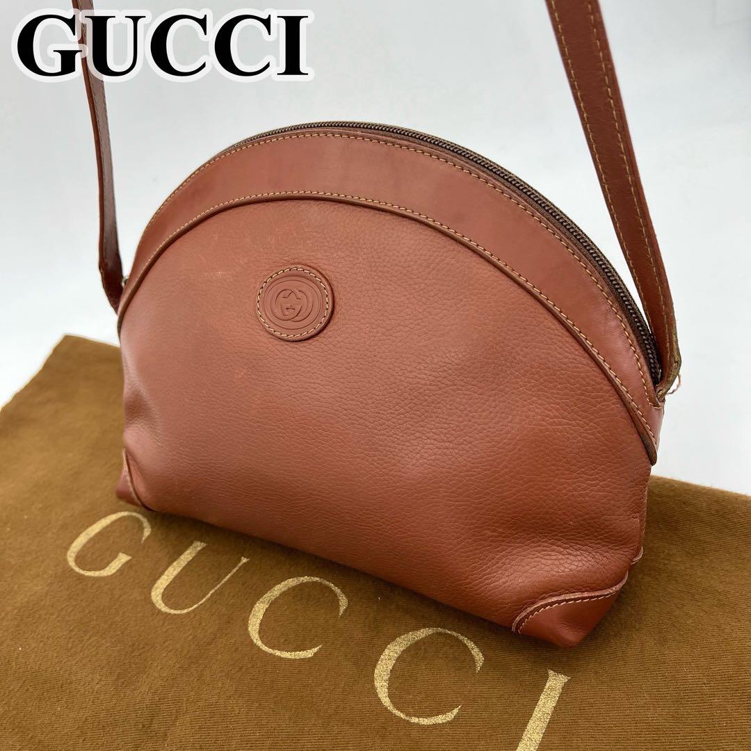 GUCCI ショルダーバッグ ポシェット 斜めがけ インターロッキング レザー