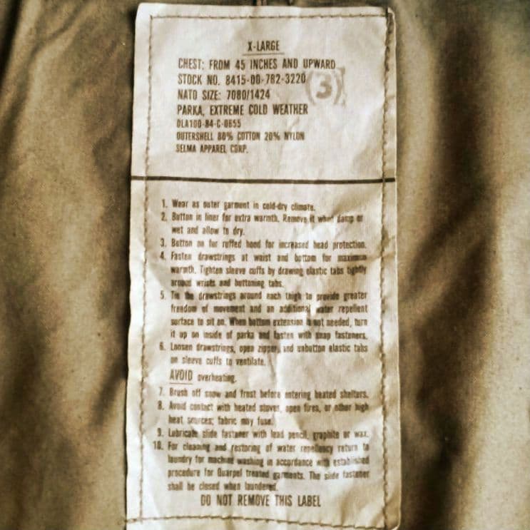 デッドストック M65フィッシュテールパーカー XL フルセット 米軍実物