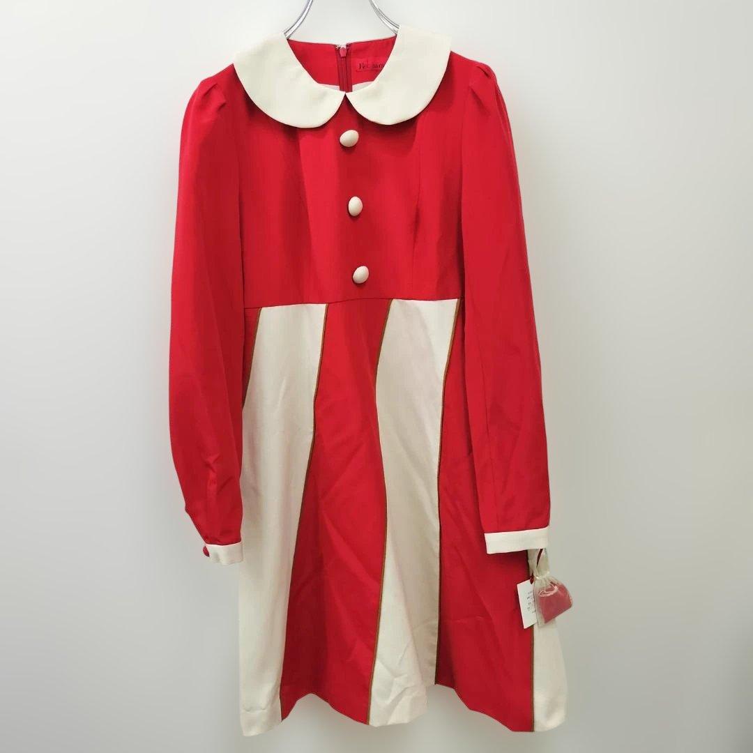 ⑦ タグ付 Neba aaran do 旋風少女ワンピース 赤×白 Aライン