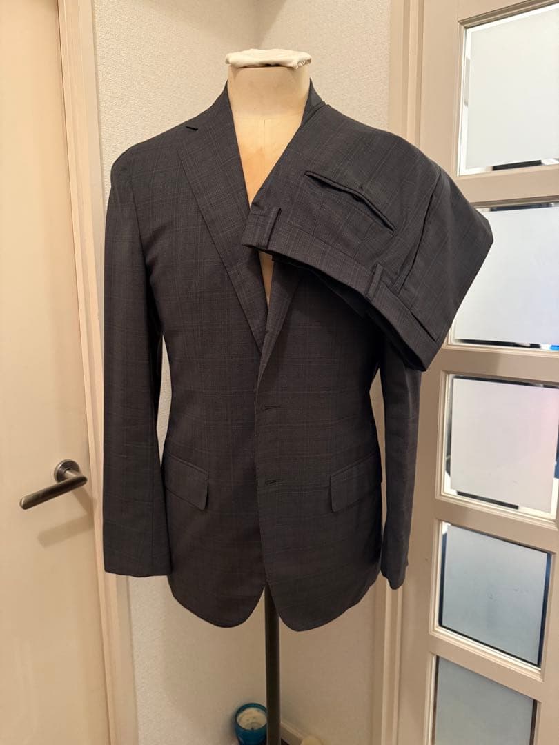 エリートさん用 CARUSO カルーゾグレー グレンチェック柄 スーツ