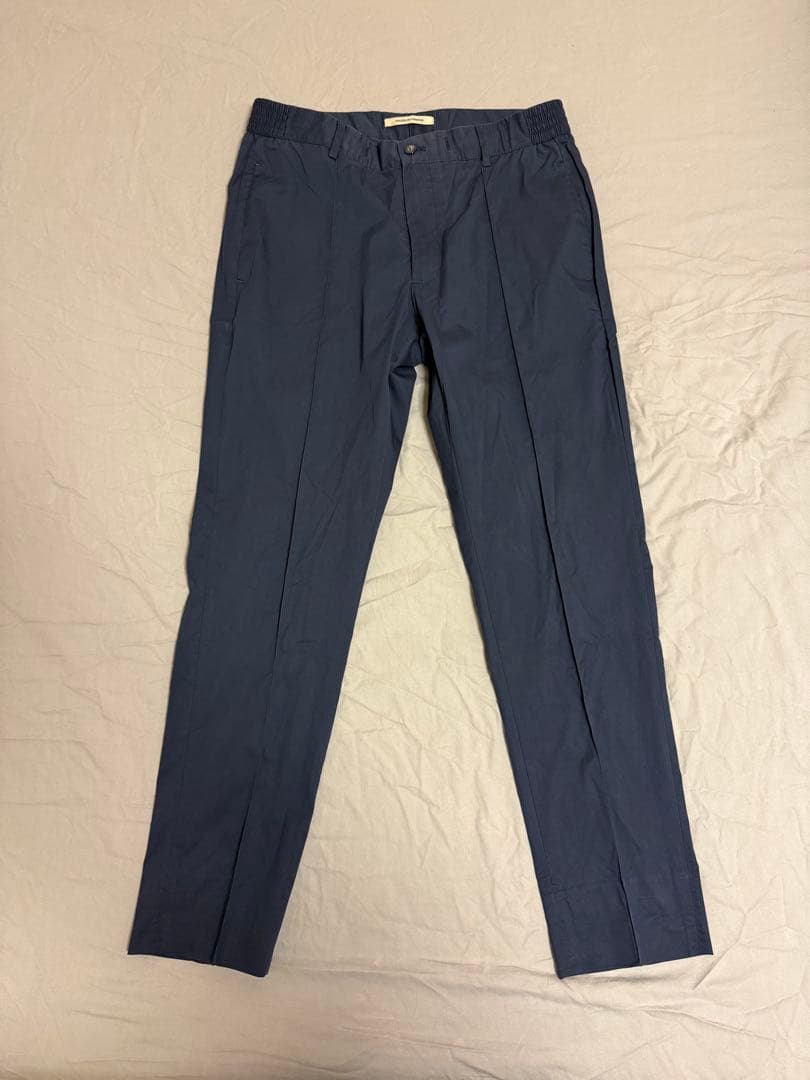 giabsarchivioネイビー スリムフィット スラックス 9部丈