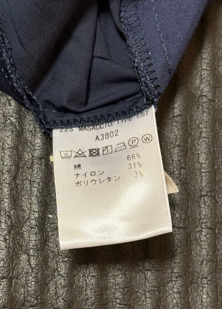 giabsarchivioネイビー スリムフィット スラックス 9部丈