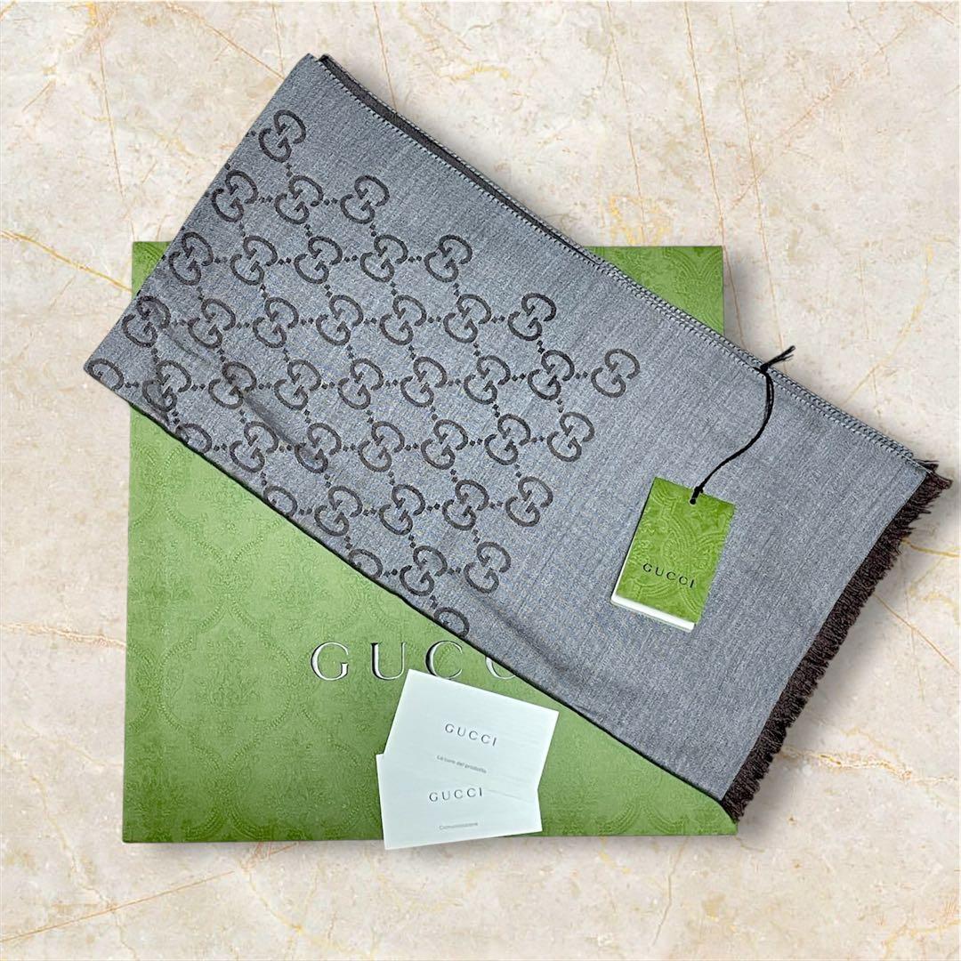 【新品】 GUCCI グッチ ストール マフラー スカーフ 男女兼用 ブラウン
