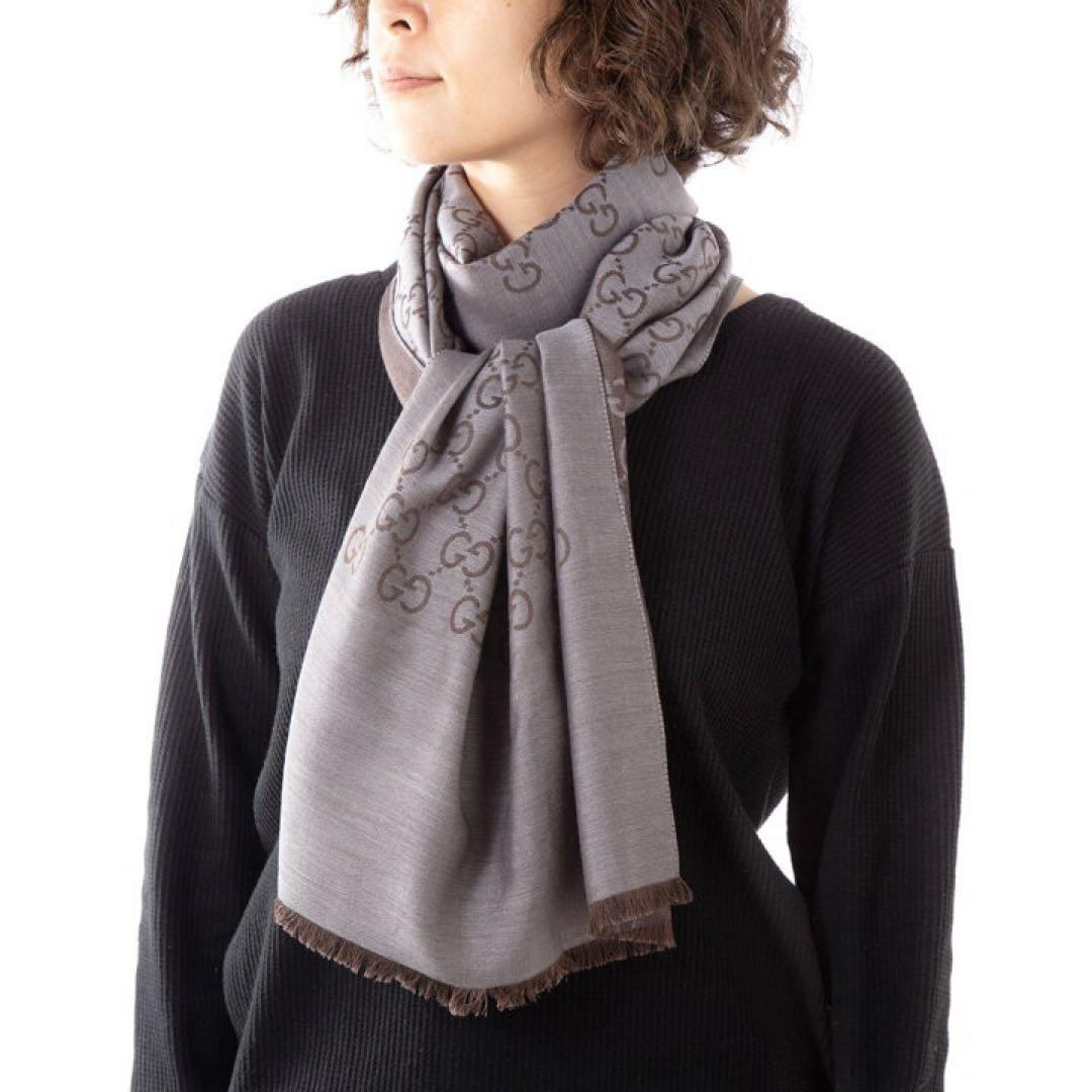 【新品】 GUCCI グッチ ストール マフラー スカーフ 男女兼用 ブラウン