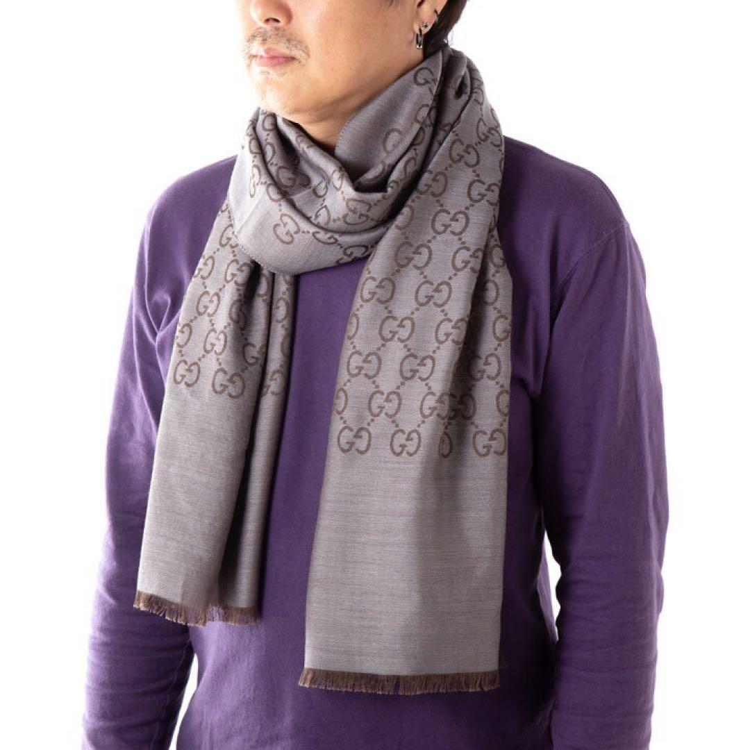 【新品】 GUCCI グッチ ストール マフラー スカーフ 男女兼用 ブラウン