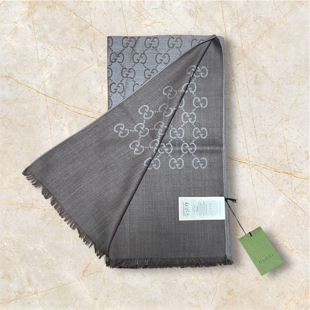 【新品】 GUCCI グッチ ストール マフラー スカーフ 男女兼用 ブラウン