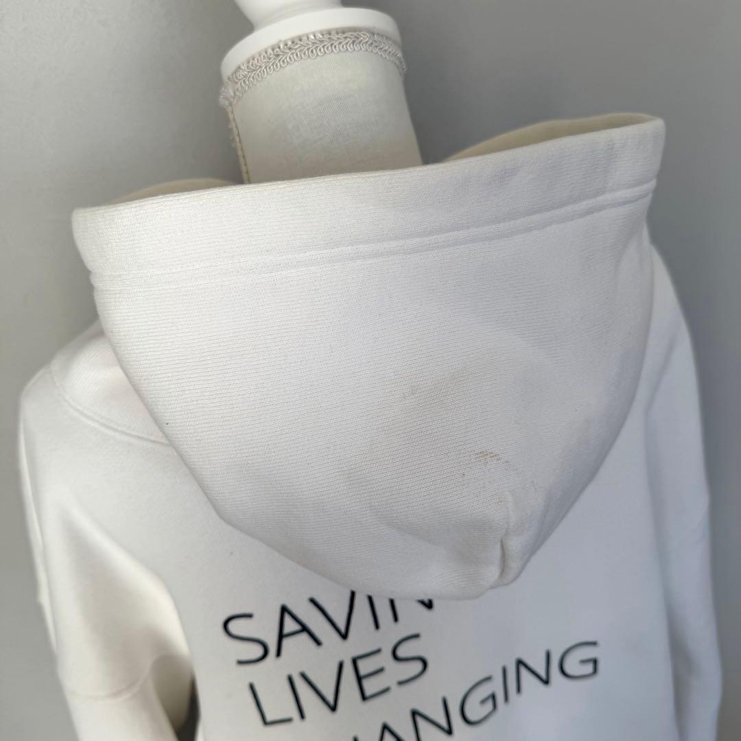 美品✨BALENCIAGA フーディー ロゴプリント プルオーバー ホワイト