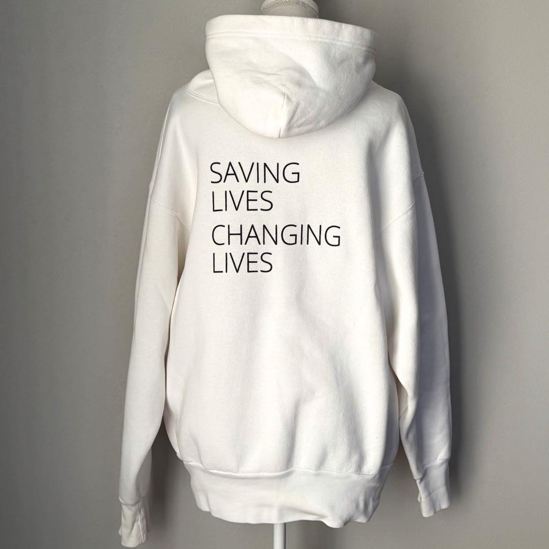 美品✨BALENCIAGA フーディー ロゴプリント プルオーバー ホワイト