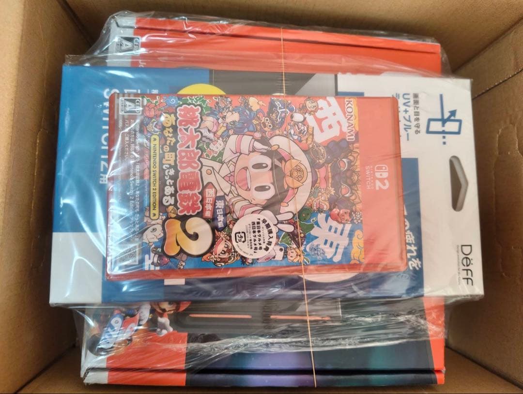 新品未使用、Nintendo Switch 2本体、新品ソフト2本、保護フィルム