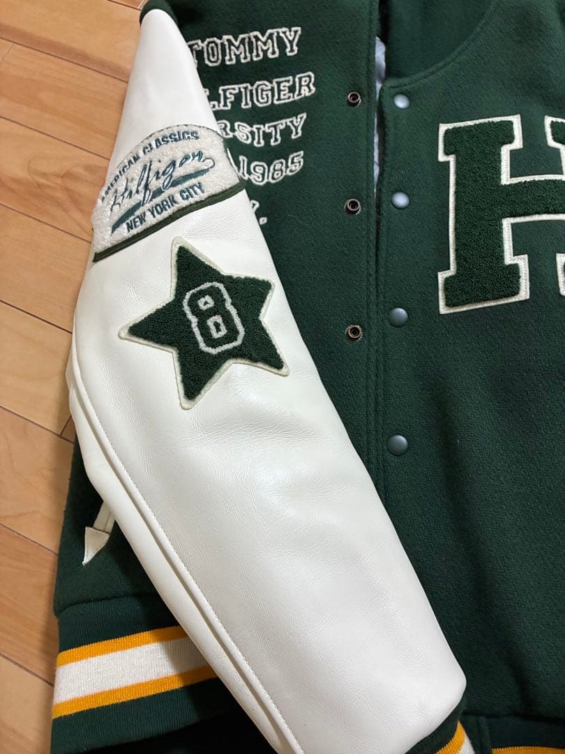 美品   スタジャン グリーン