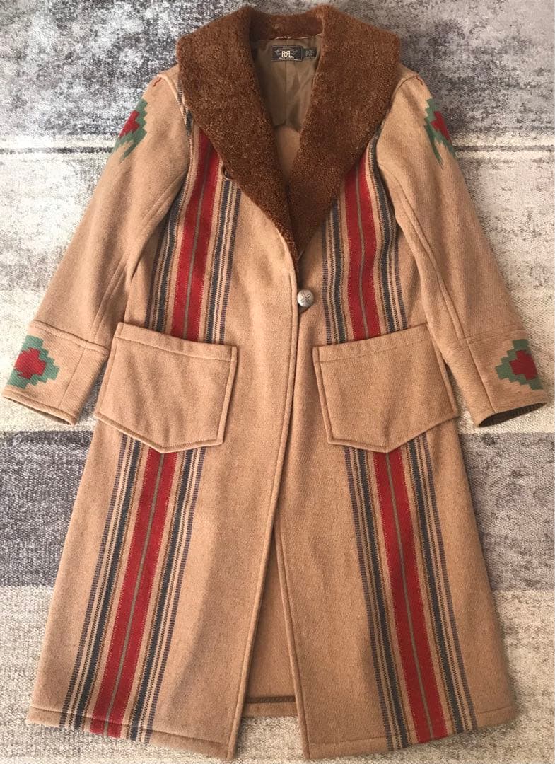 最高傑作 超スペシャル 別格のナバホ柄 RRL マキシ丈 ウール ロングコート