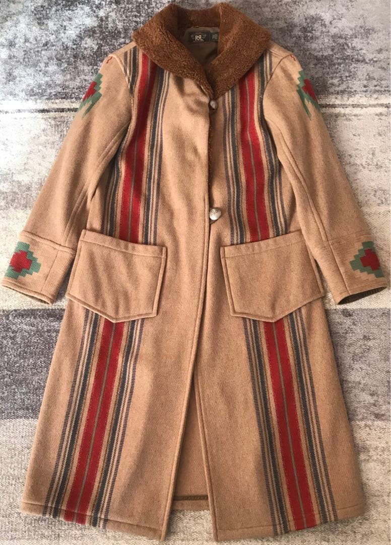 最高傑作 超スペシャル 別格のナバホ柄 RRL マキシ丈 ウール ロングコート