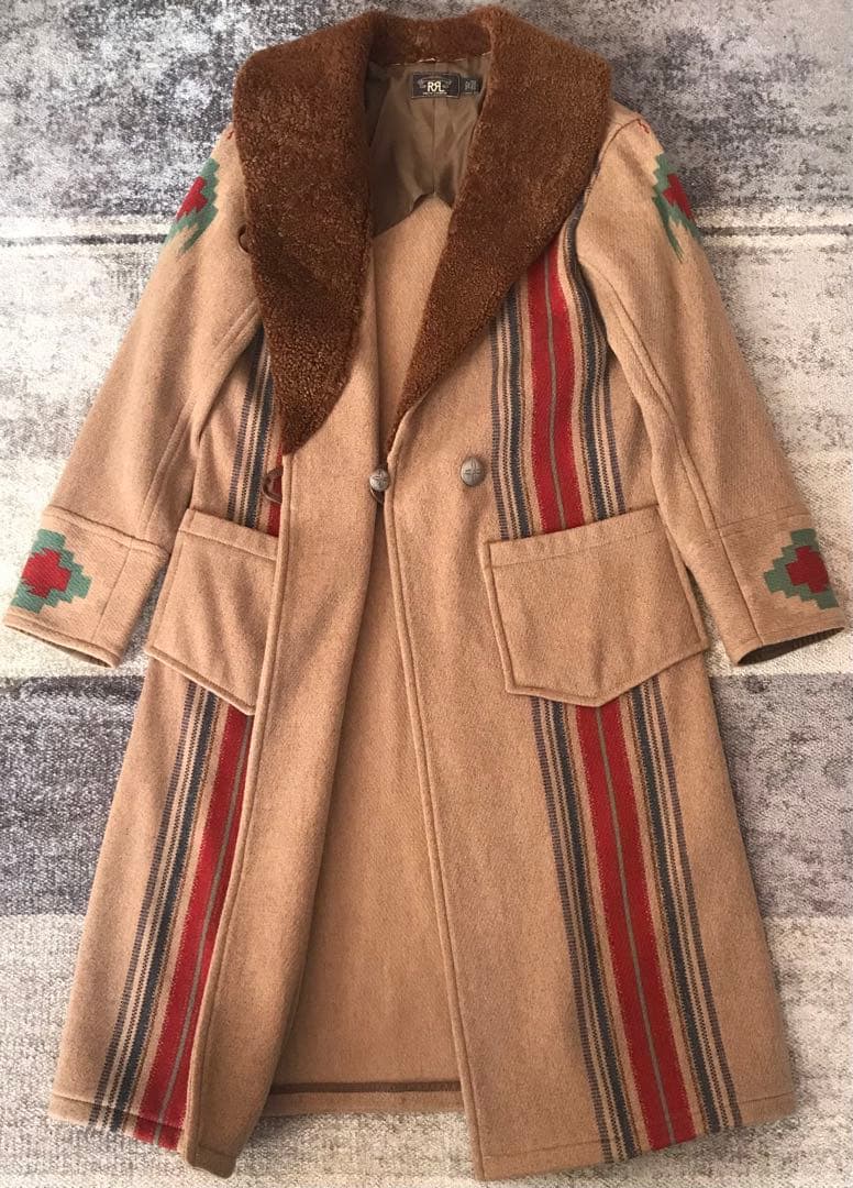 最高傑作 超スペシャル 別格のナバホ柄 RRL マキシ丈 ウール ロングコート