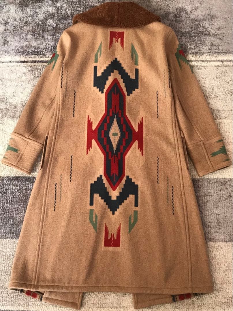 最高傑作 超スペシャル 別格のナバホ柄 RRL マキシ丈 ウール ロングコート