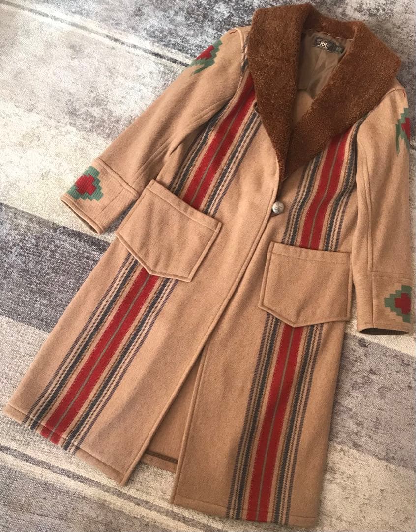 最高傑作 超スペシャル 別格のナバホ柄 RRL マキシ丈 ウール ロングコート