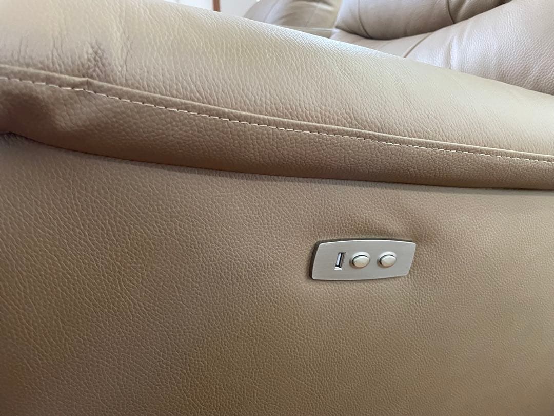 shanymax専用　モカ レザー 3人掛けリクライニングソファ