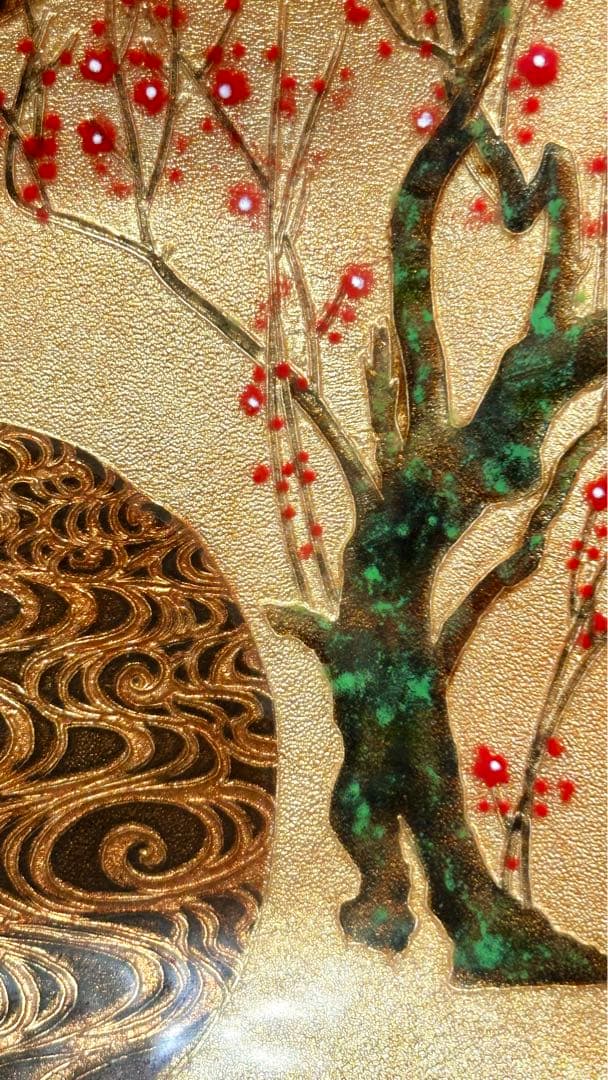 【最終価格】七宝焼　飾皿　光琳梅　紅白梅