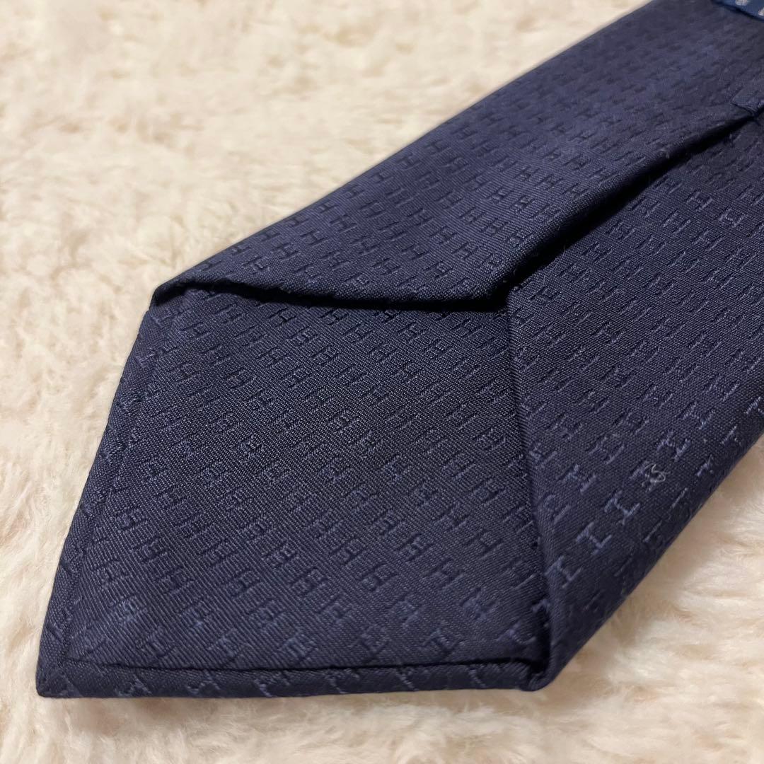 極美品！ エルメス ネクタイ H柄 ファソネ ネイビー