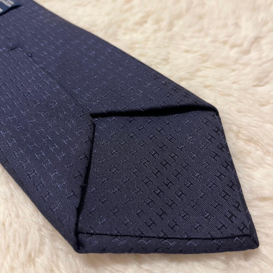 極美品！ エルメス ネクタイ H柄 ファソネ ネイビー