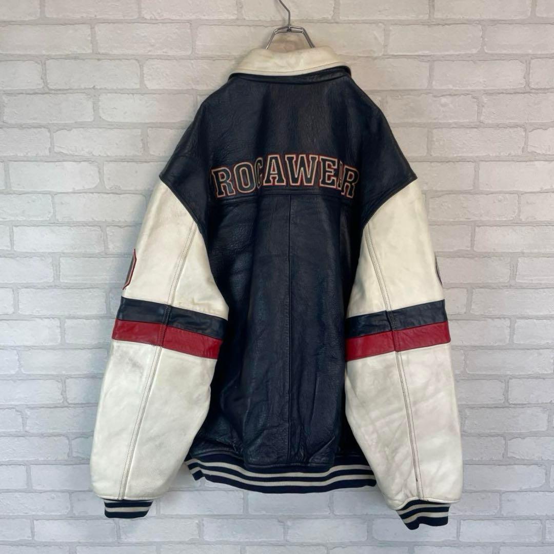 ロカウェア 刺繍ロゴ オーバーサイズ レザー スタジャン B系 極厚 本革