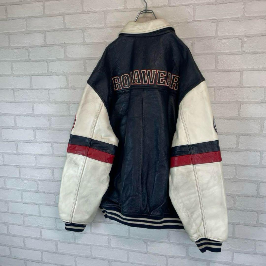 ロカウェア 刺繍ロゴ オーバーサイズ レザー スタジャン B系 極厚 本革