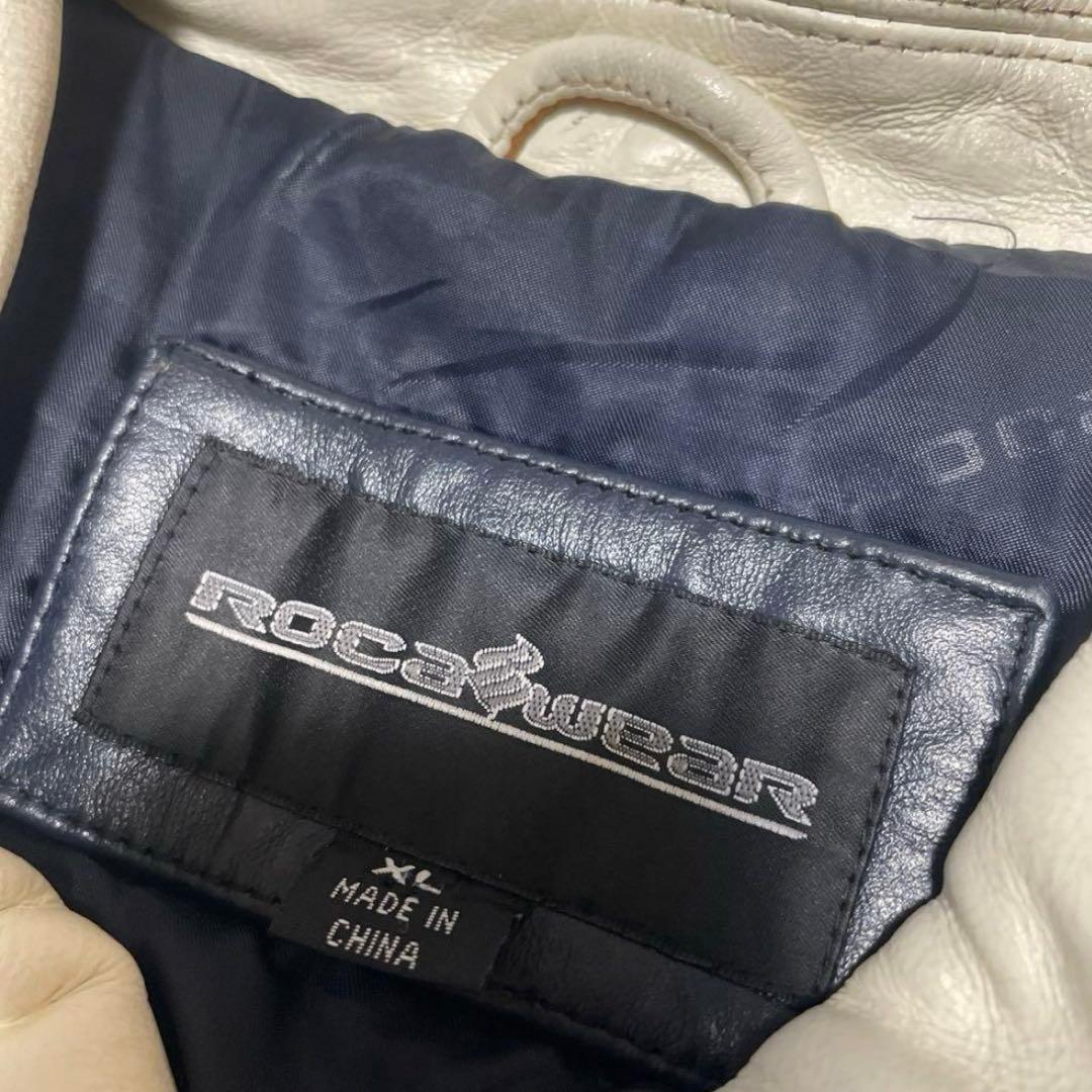 ロカウェア 刺繍ロゴ オーバーサイズ レザー スタジャン B系 極厚 本革