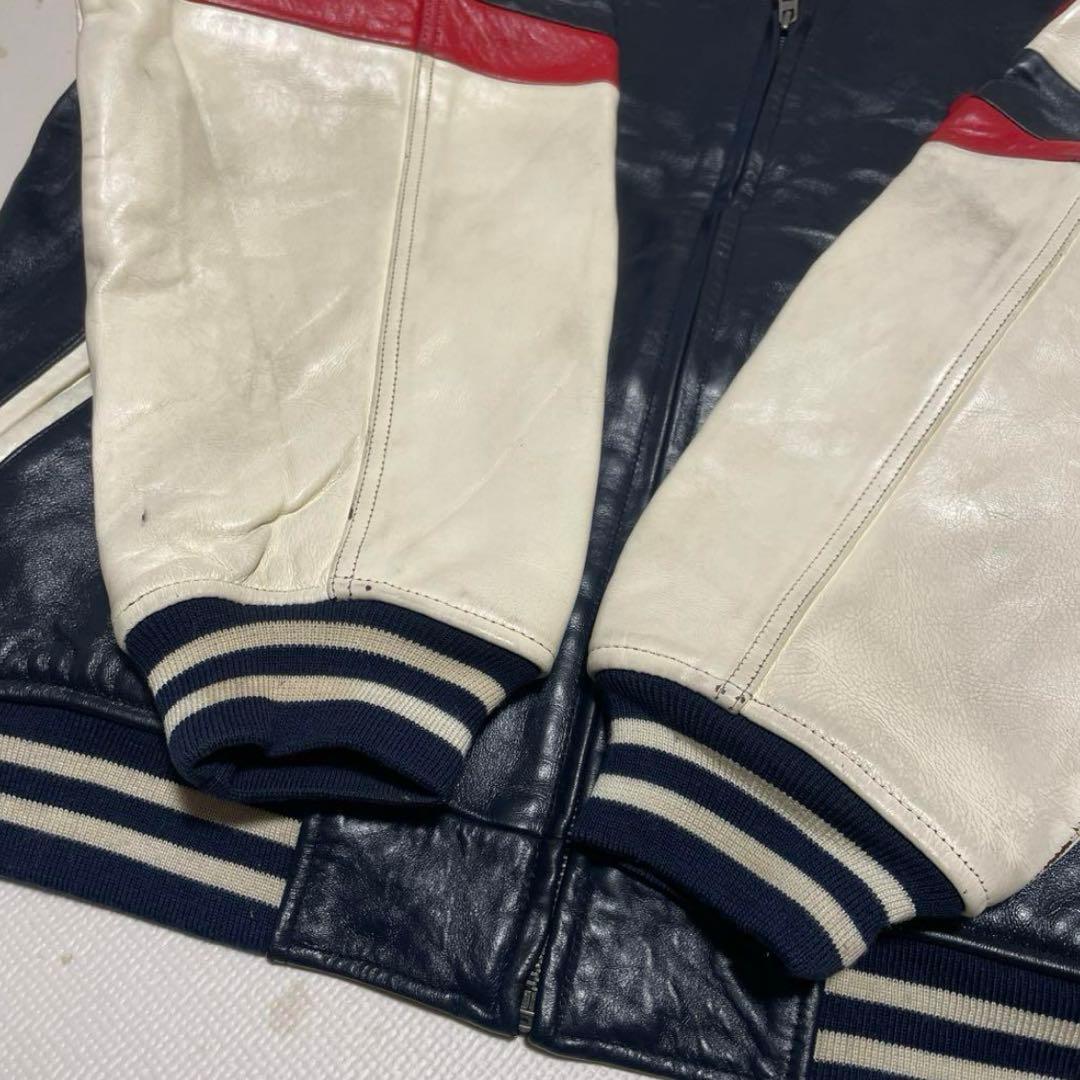 ロカウェア 刺繍ロゴ オーバーサイズ レザー スタジャン B系 極厚 本革