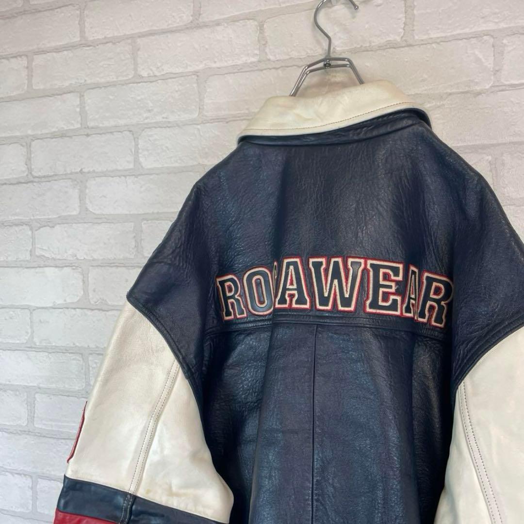 ロカウェア 刺繍ロゴ オーバーサイズ レザー スタジャン B系 極厚 本革