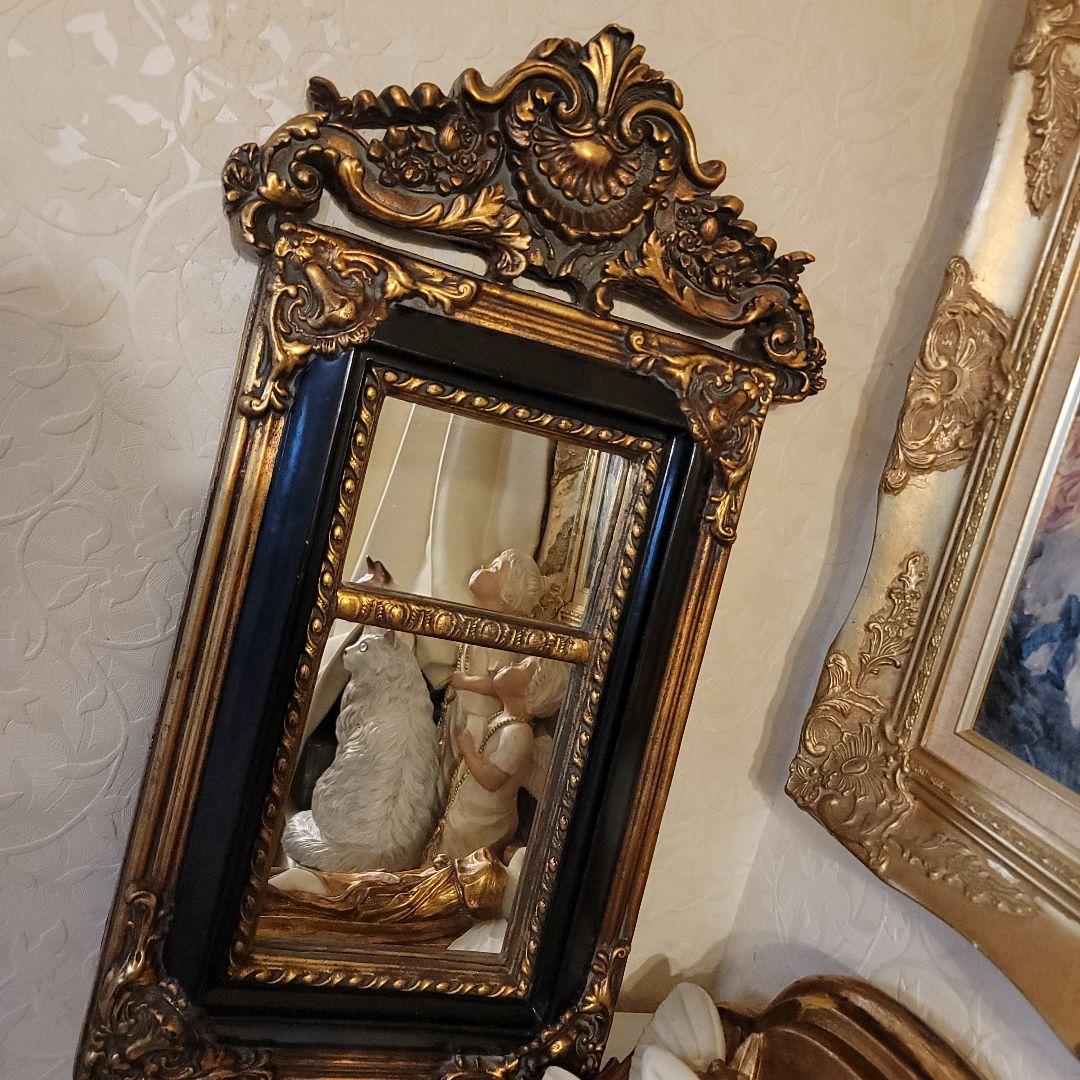 クラシカルな バロック調　 壁掛け鏡 　ウォールミラー　アンティークヴィンテージ